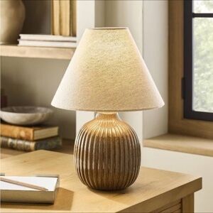 Ribbed Ceramic Table Lamp Brown/Oatmeal - Hearth & Hand™ with Magnolia